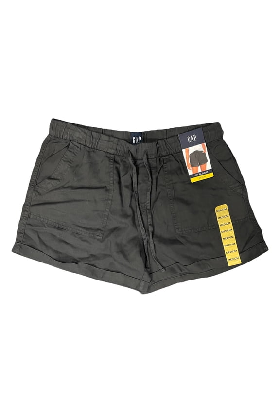 Women's Lyocell Drawstring Pull-On Tencel Cuffed Hem Short (True Black, XL)