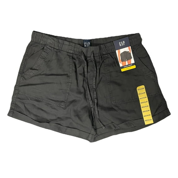 GAP Women's Lyocell Drawstring Pull-On Tencel Cuffed Hem Short (True Black, XXL)