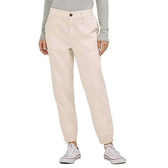 GAP Women's Mid Rise Elastic Back Button Front Twill Jogger (Birch, L)