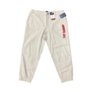 GAP Women's Mid Rise Elastic Back Button Front Twill Jogger Birch, XXL