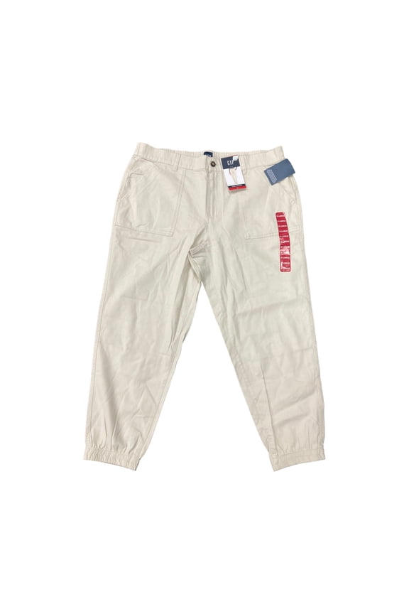 Women's Mid Rise Elastic Back Button Front Twill Jogger (Birch, XXL)
