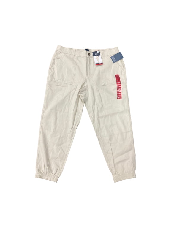 Women's Mid Rise Elastic Back Button Front Twill Jogger (Birch, XXL)