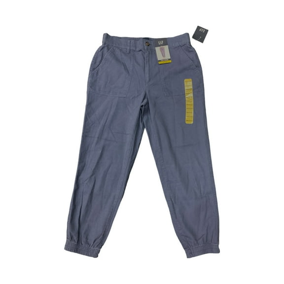 GAP Women's Mid Rise Elastic Back Button Front Twill Jogger (Blue Indigo, XXL)