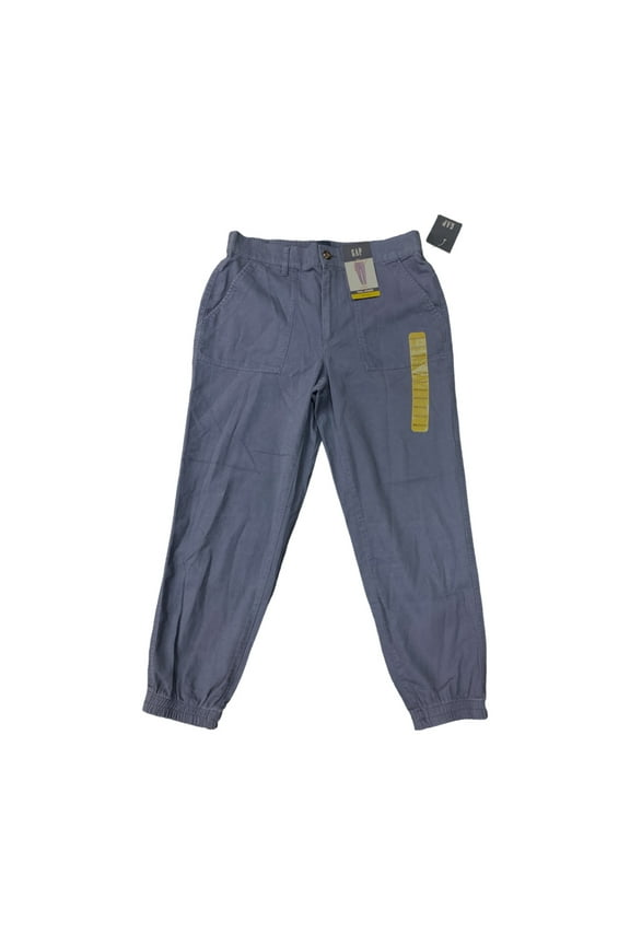 Women's Mid Rise Elastic Back Button Front Twill Jogger (Blue Indigo, XXL)