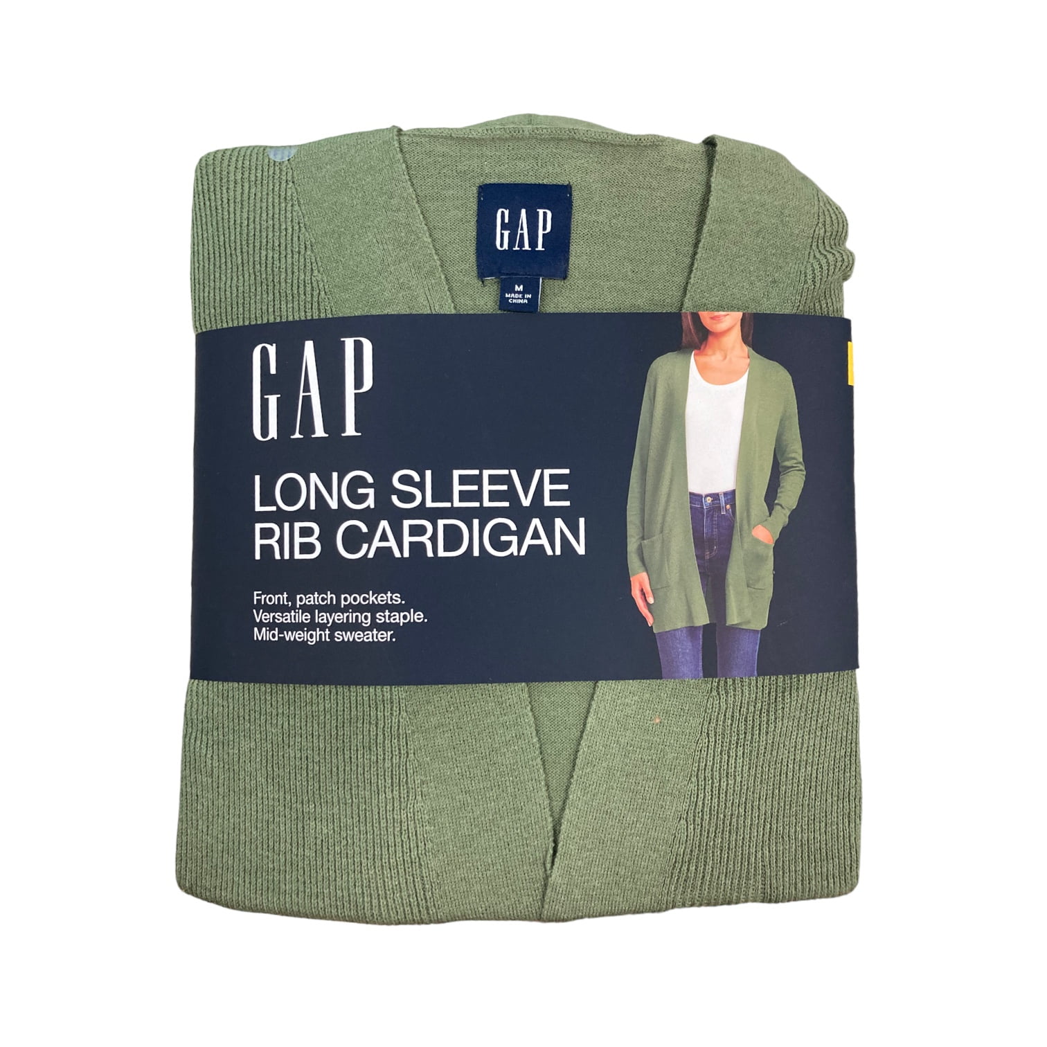 GAP Women's Mid Weight Front Patch Pockets Long Sleeve Rib