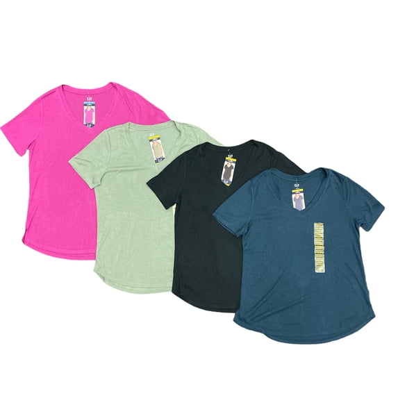 GAP Women's Modal Blend Soft Lightweight V-Neck Short Sleeve Top T-Shirt (Laurel Olive, L)