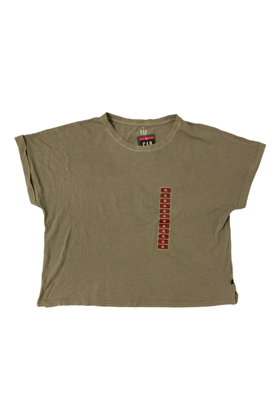 Women's Short Sleeve Relaxed Fit Washed Fashion Tee (Vetiver, L)