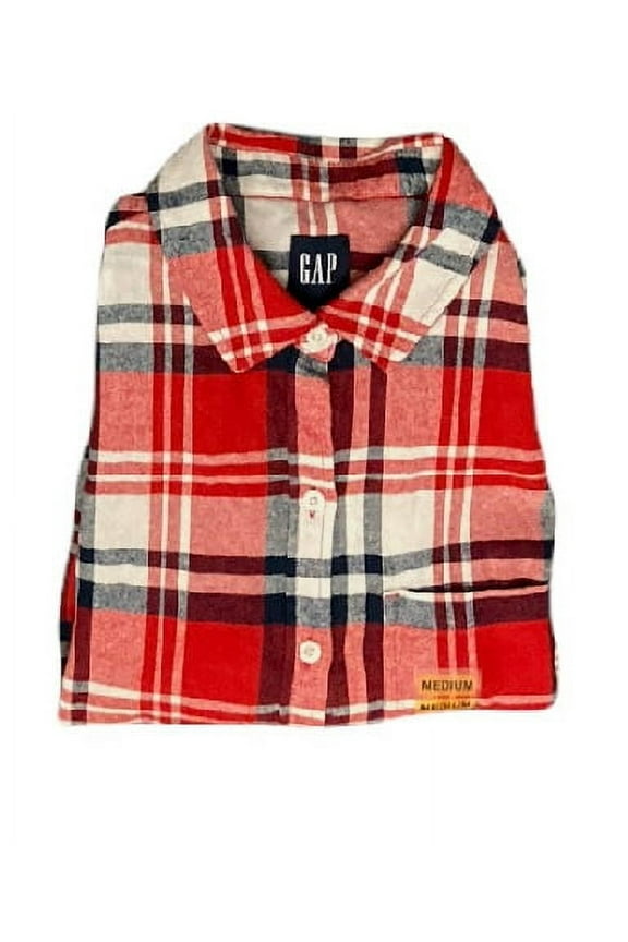 Women's Soft Button Down Long Sleeve Boyfriend Flannel Shirt (Candied Apple, S)