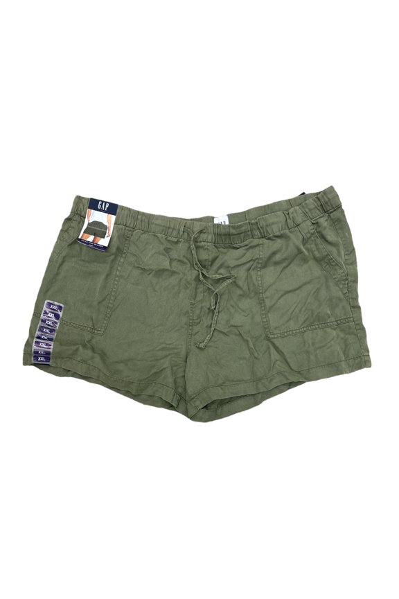 Women's Soft Lightweight Drawstring Waist Pull-On Shorts w/ Pockets (Light Olive, XXL)
