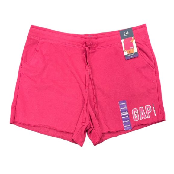GAP Women's Soft Pull On Drawstring Logo 4" Inseam Short (Red Bud, XXL)