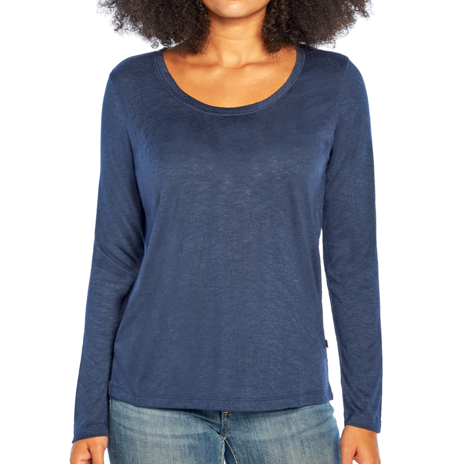 GAP Women s Soft Slub Scoop Neck Long Sleeve T Shirt Midnight XS