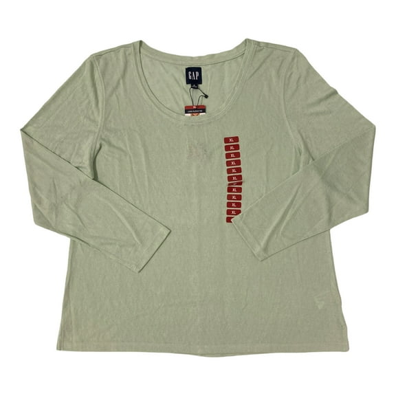 GAP Women's Soft Slub Scoop Neck Long Sleeve T-Shirt (Sage, XS)