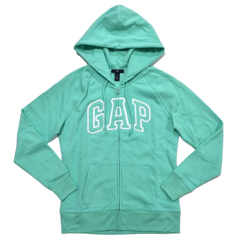 GAP Womens Fleece Arch Logo Full Zip Hoodie (XXL, Mint)