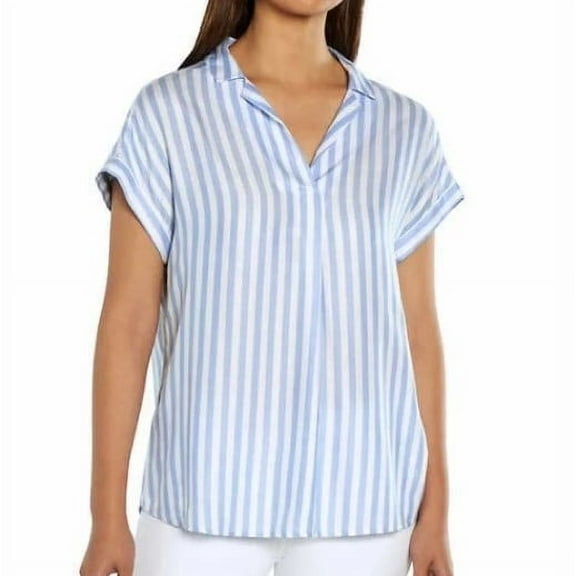 GAP Womens Short Sleeve Top Light Blue Stripe XXL