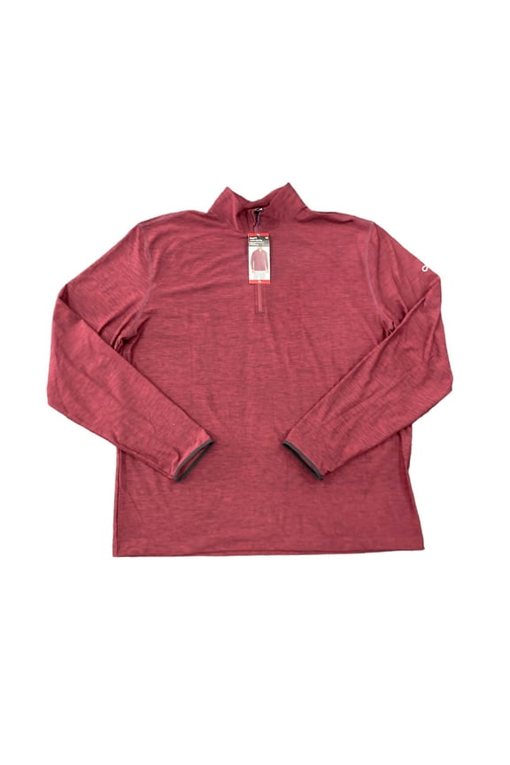 Men's Mockneck Stretch Knit Long Sleeve Active Half Zip Pullover (Windsor Wine, L)