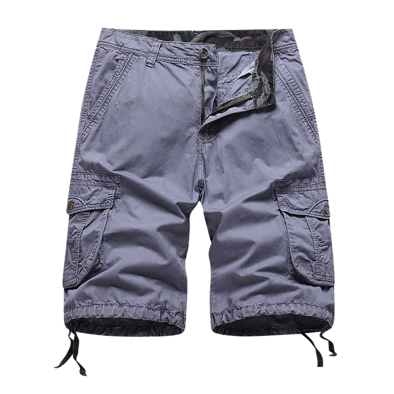 GAQLIVE Men Cargo Shorts Casual Mid Waist Shorts Pant Solid Splice