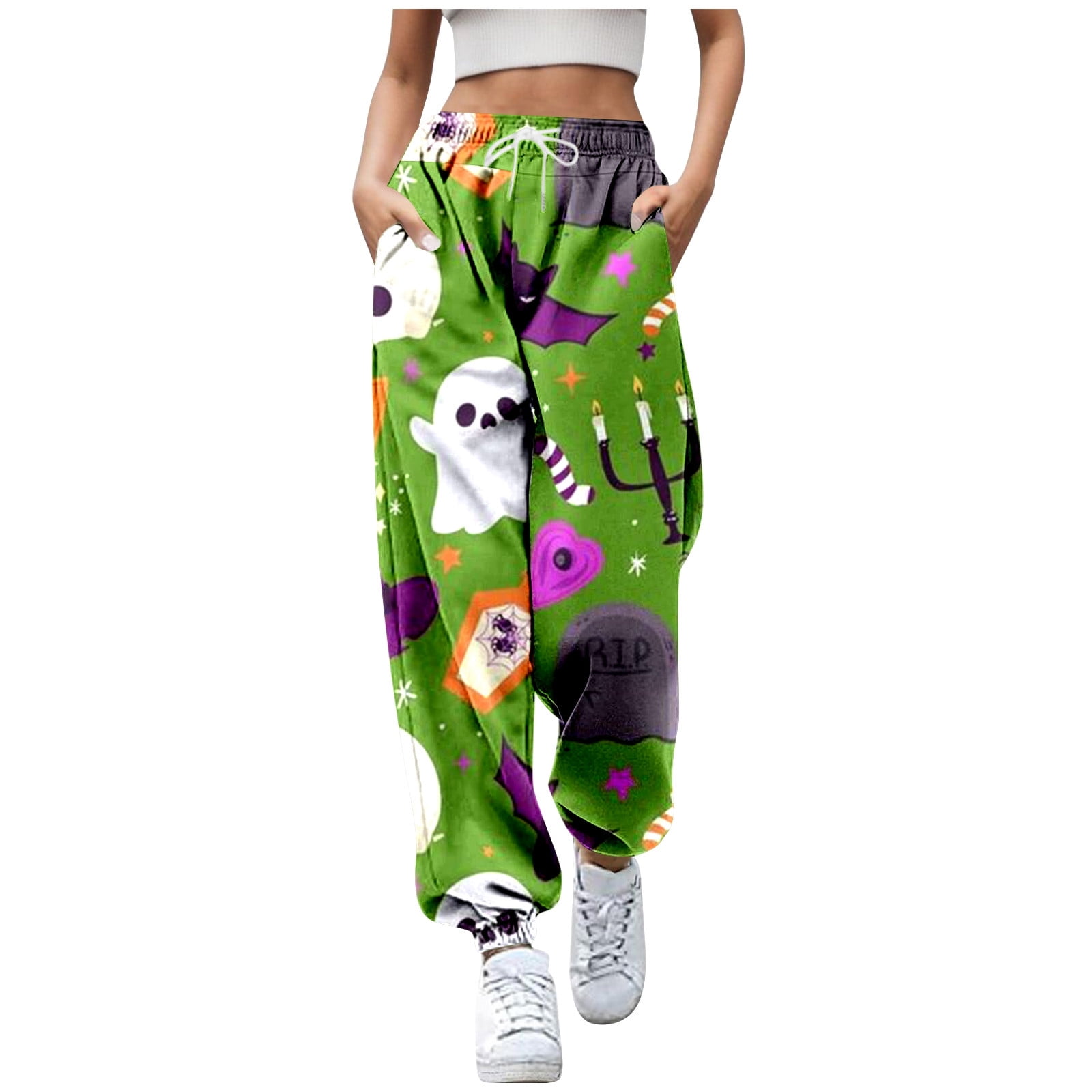 GAQLIVE Women Fashion Trousers Pumpkin Suitable Print Bottom Sweatpants