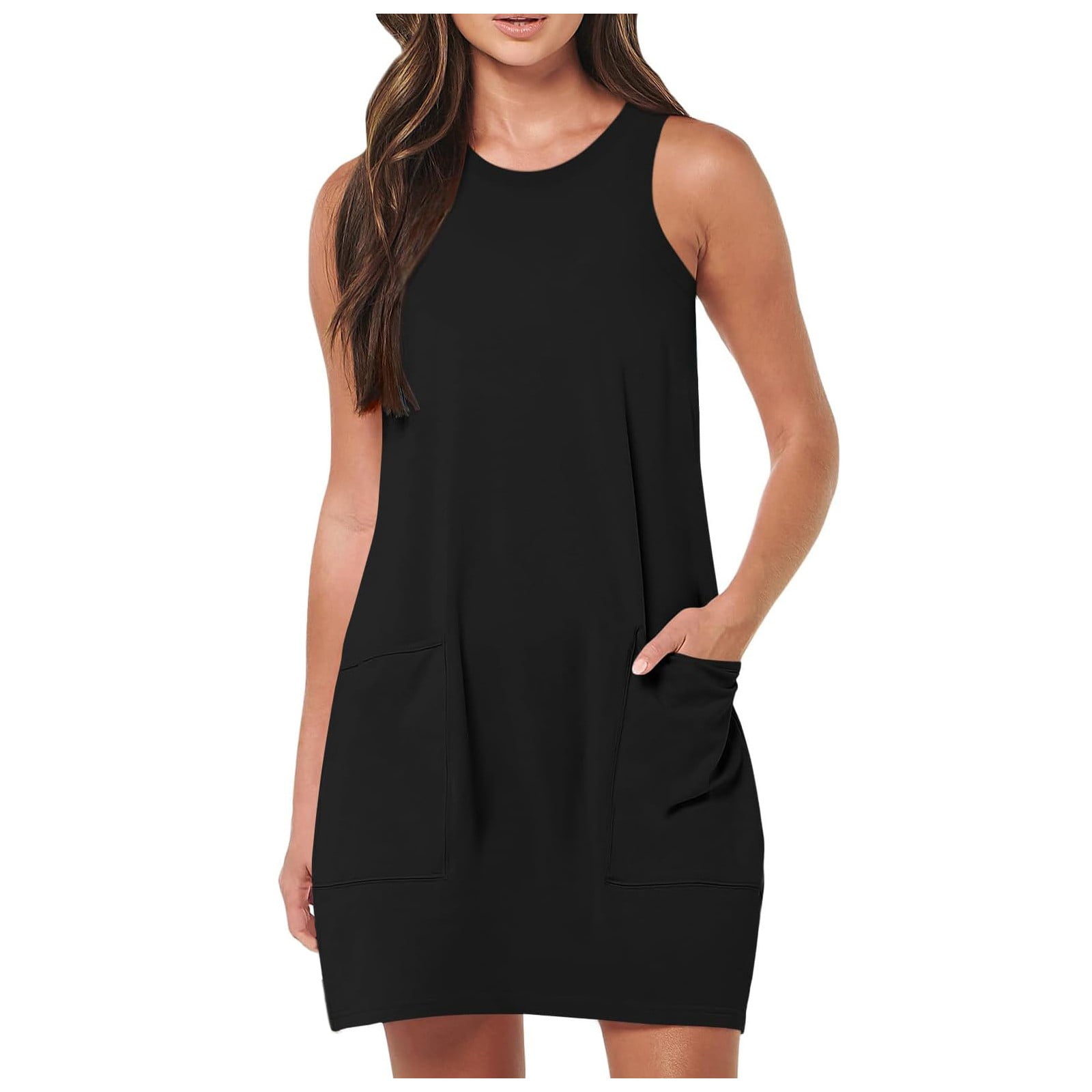 GAQLIVE Womens Sleeveless Mini Tank Dress Casual Workout Sport Tennis ...