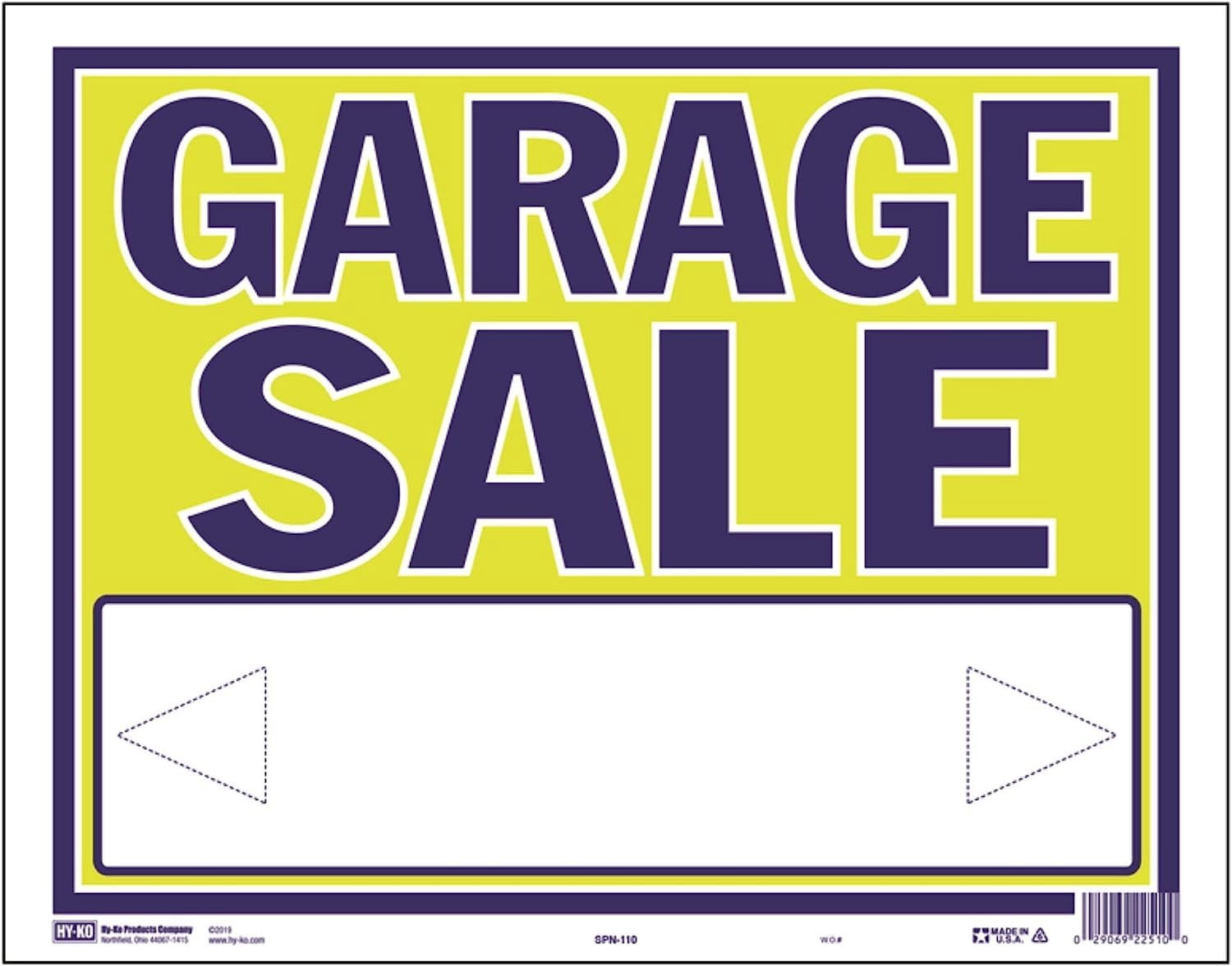Hy-Ko Garage Sale Sign - Blue - Indoor Use