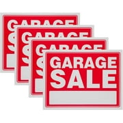 GARAGE SALE Sign Red Yard Sales Street Signs by Ram-Pro - 9 x 12 inch Plastic Banner Labels for Winter, Christmas, Holiday Sale Events (Pack of 4)