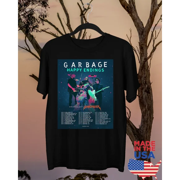 GARBAGE BAND HAPPY ENDINGS UNISEX BLACK COTTON T Shirt Full Size S-5XL