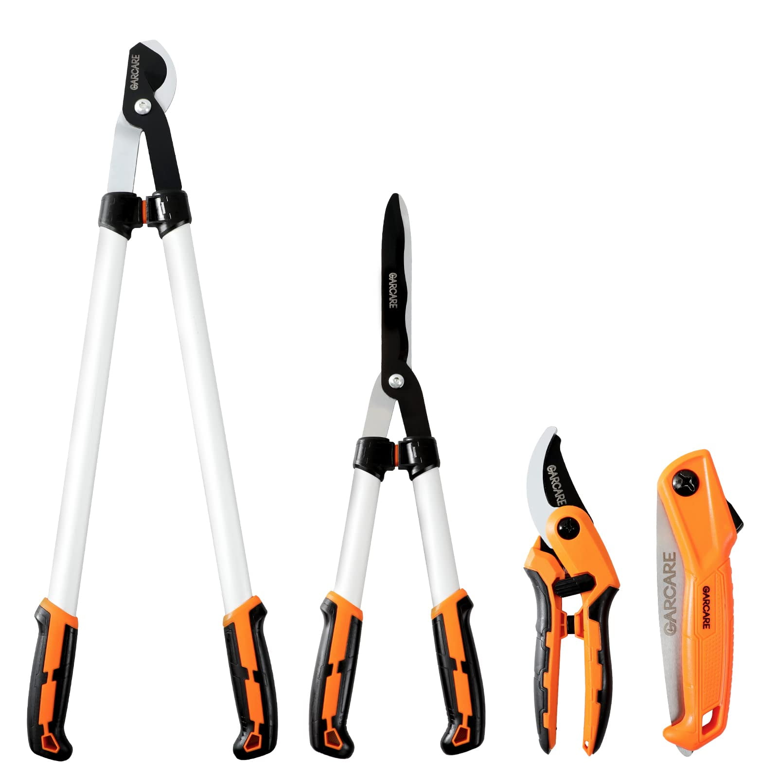 GARCARE 4 in 1 Manual Hedge Sheers Set High Carbon Steel Folding Saw