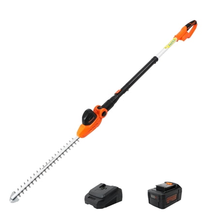 GARCARE Pole Hedge Trimmer Cordless with 20V 4.0Ah Li-Ion Battery & Quick Charger, 450mm Laser Cut Blade