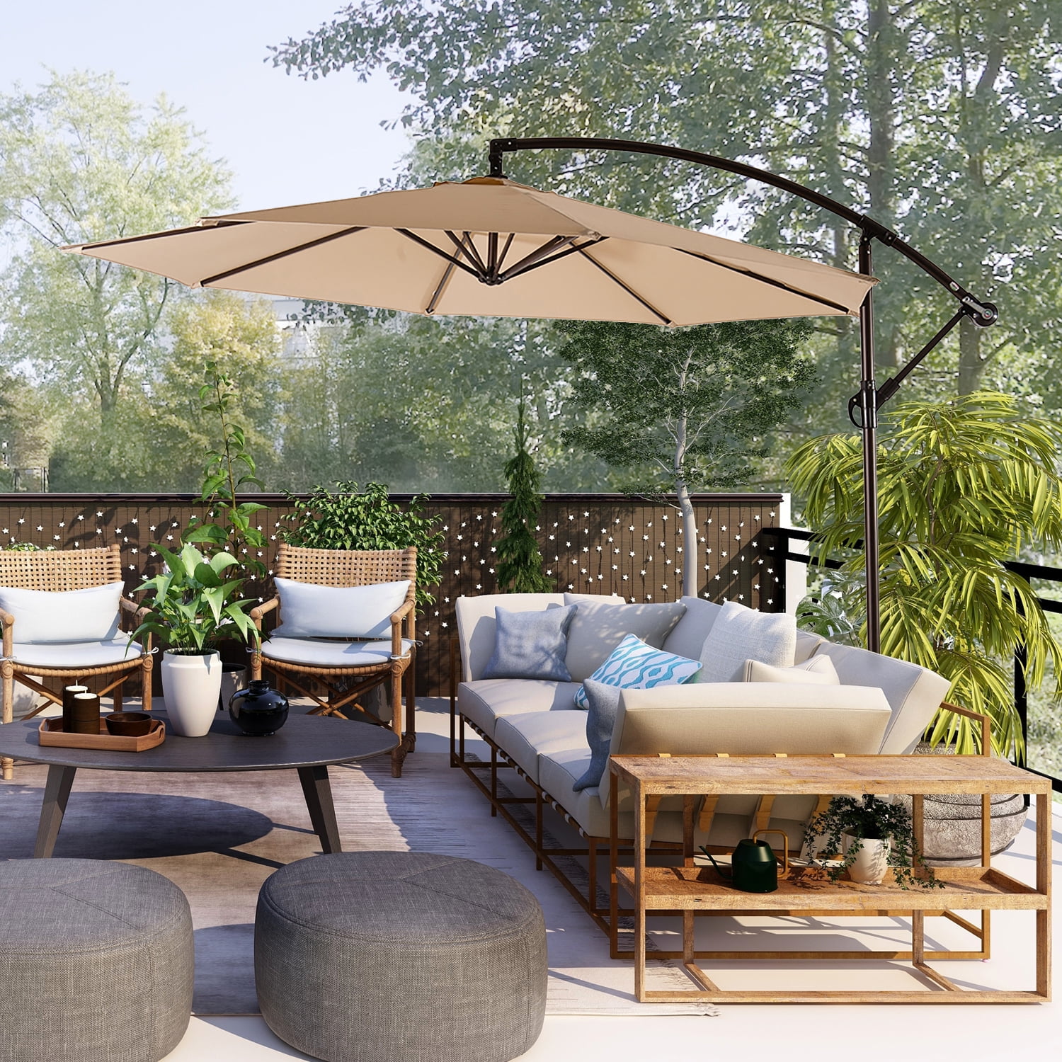 GARDEN 10 Ft Offset Cantilever Umbrellas for Patio Outdoor Shade, Beige