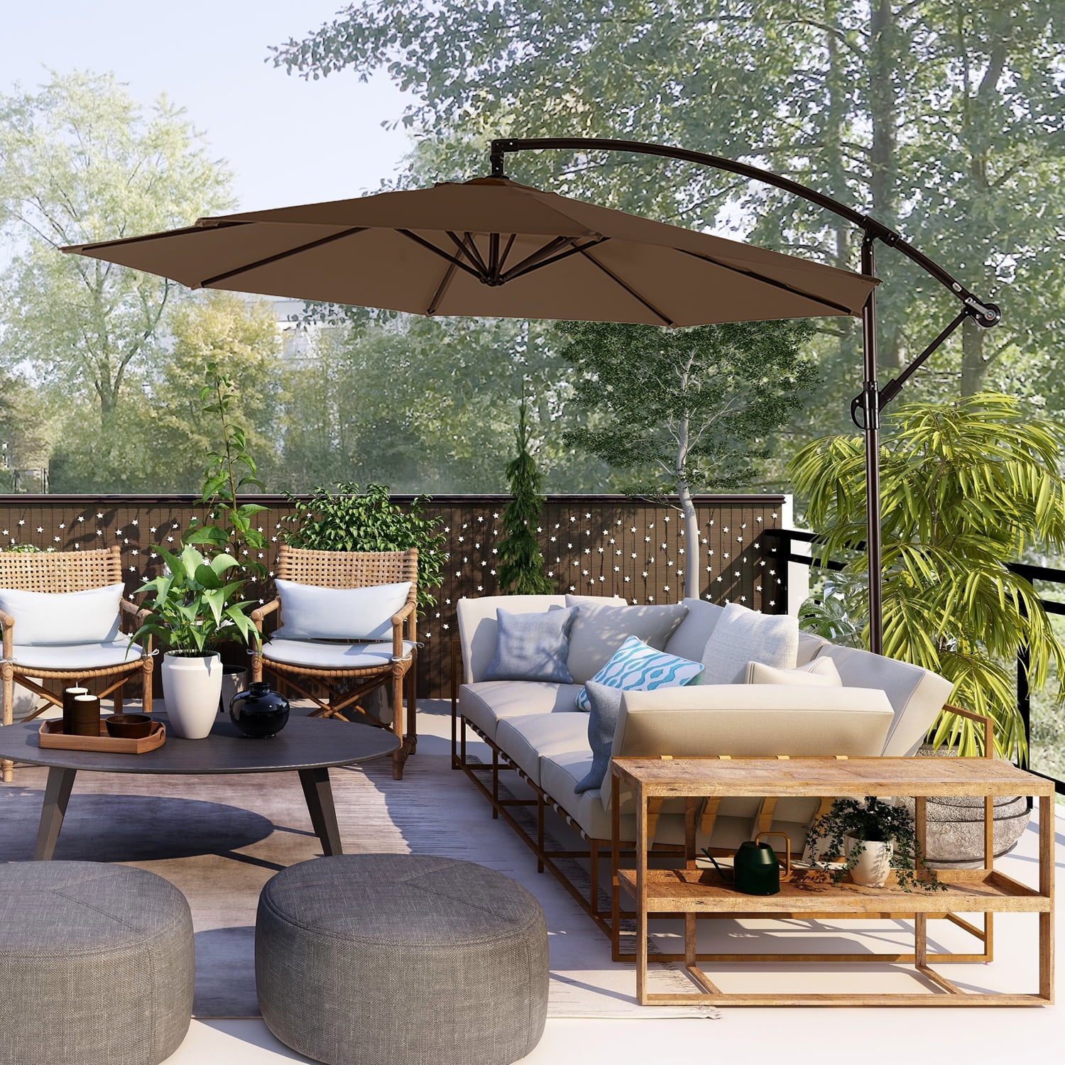 GARDEN 10 Ft Offset Cantilever Umbrellas for Patio Outdoor Shade, Coffee