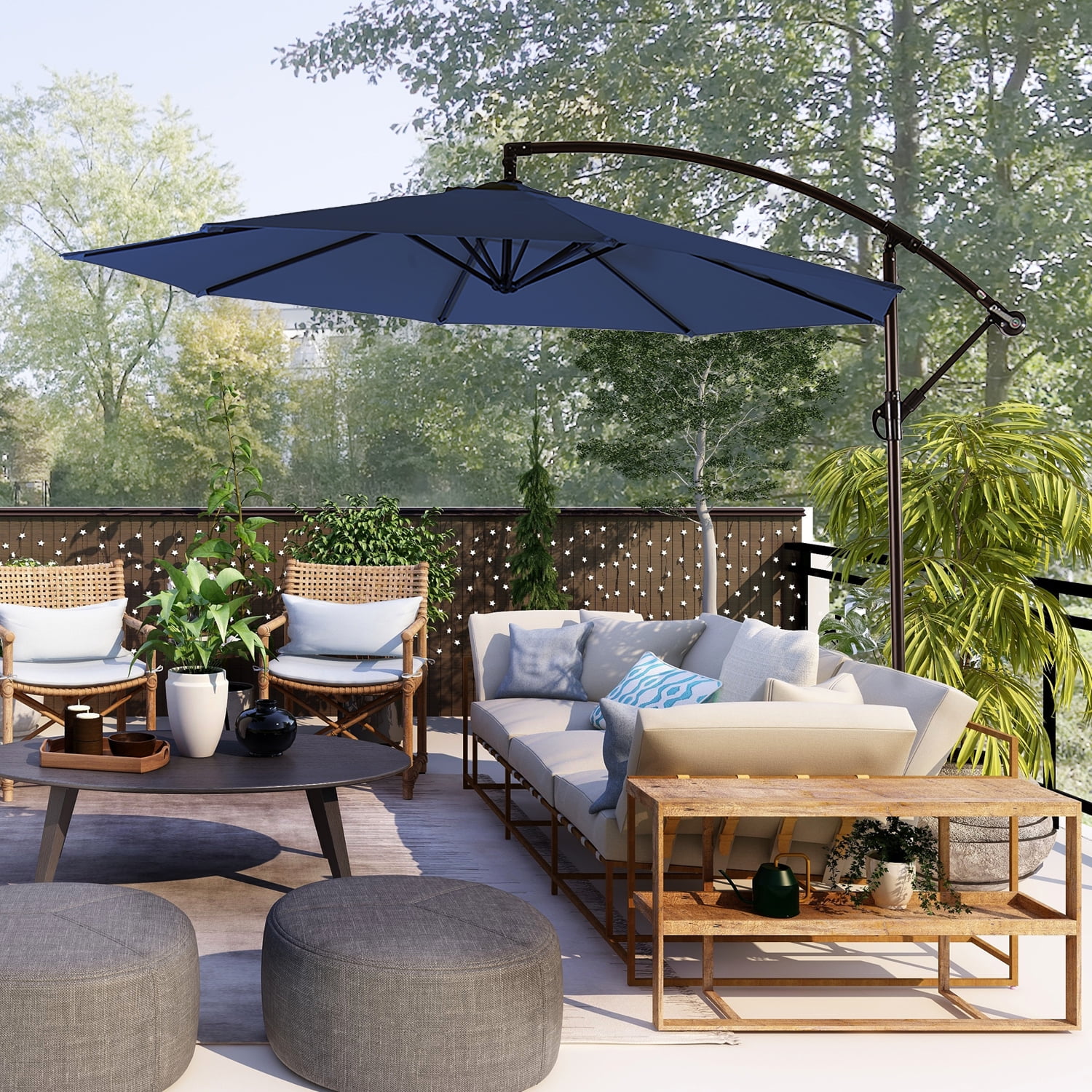 GARDEN 10 Ft Offset Cantilever Umbrellas for Patio Outdoor Shade, Navy Blue GARDEN 10 Ft Offset Cantilever Umbrellas for Patio Outdoor Shade, Navy Blue