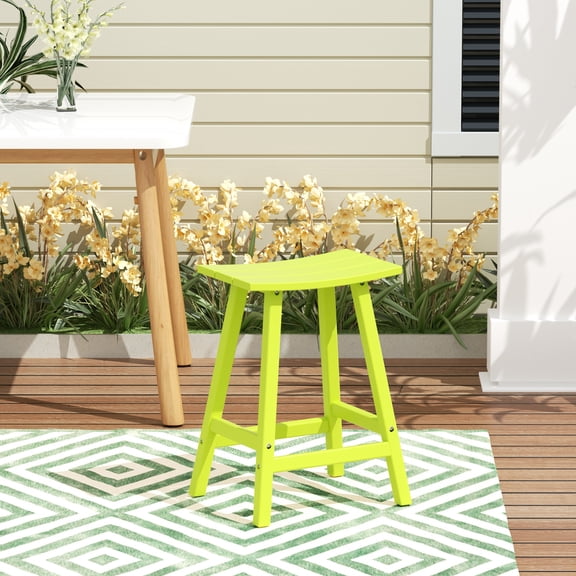 GARDEN 24" Inches Adirondack Plastic Outdoor Bar Stools for Patio, Lime