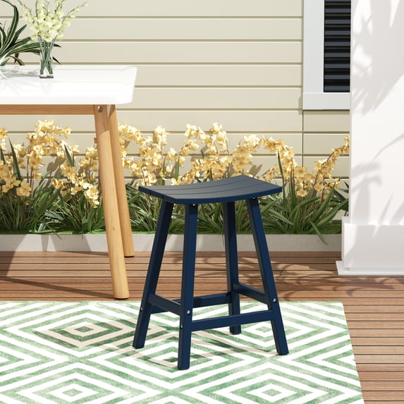 GARDEN 24" Inches Adirondack Plastic Outdoor Bar Stools for Patio, Navy Blue