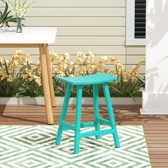 GARDEN 24" Inches Adirondack Plastic Outdoor Bar Stools for Patio, Turquoise