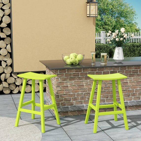 GARDEN 29" Inches Adirondack Plastic Outdoor Bar Stools (Set of 2), Lime