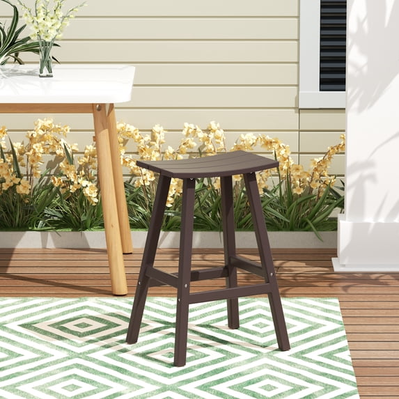 GARDEN 29" Inches Adirondack Plastic Outdoor Bar Stools for Patio, Dark Brown