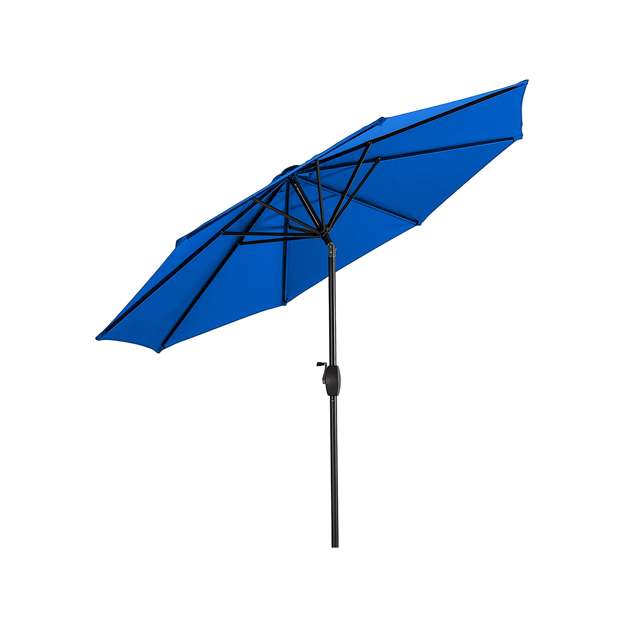 9 foot blue patio umbrella 9ft with Base and Remote Control, lift handle making it easy to open and close the canopy Augbeer 9 ft. Patio Umbrella