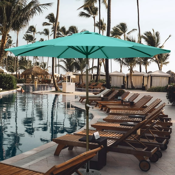 GARDEN 9 Ft Outdoor Patio Market Umbrella with Tilt & Crank Lift, Turquoise