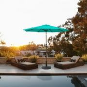 GARDEN 9 Ft Patio Umbrella w/ Round Resin Base Stand Included for Outdoor Shade, Turquoise