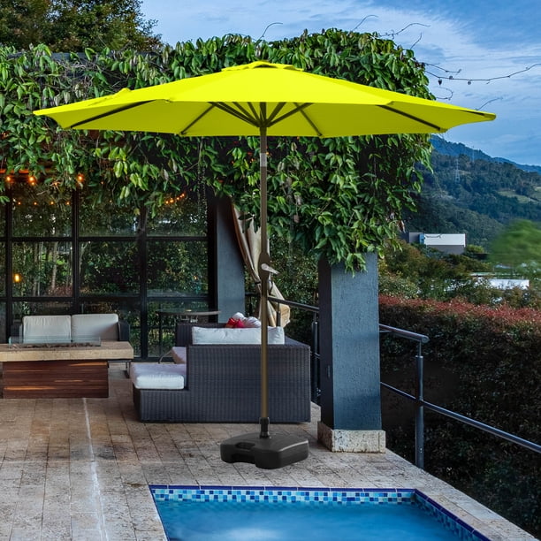 lime green umbrella patio AreShark 10 FT Outdoor Umbrella, Patio Table with Push Button Tilt and Crank, Outdoor Patio Umbrellas with 8 Fiberglass Ribs, Patio Umbrellas for Market, Garden, Pool (Apple Green) Easy to crank open mechanism and rust resistant materials makes it a great option for any outdoor patio Garden 9 ft Patio Umbrella