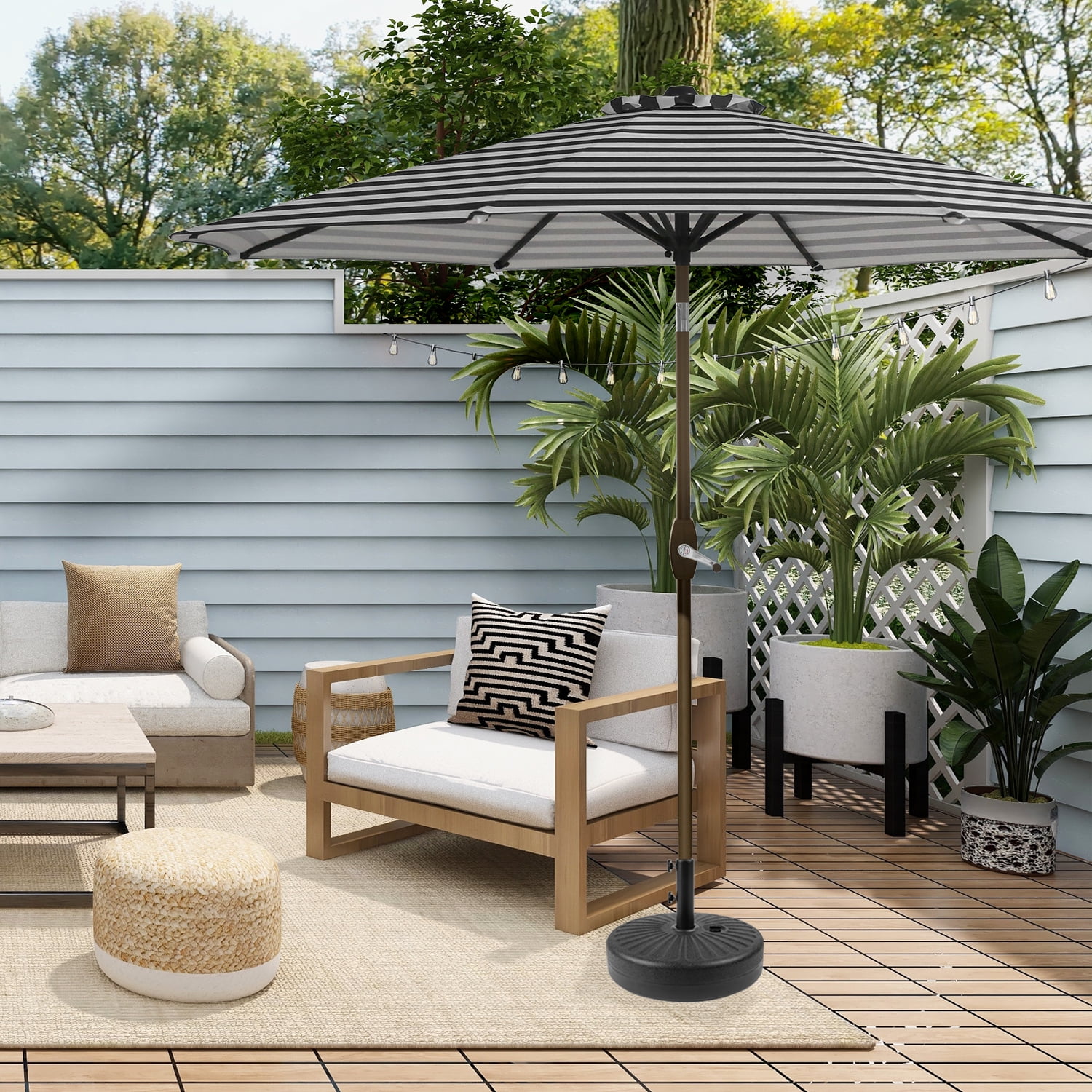 GARDEN 9 Ft Patio Umbrellas w/ Black Round Base Included for Outdoor