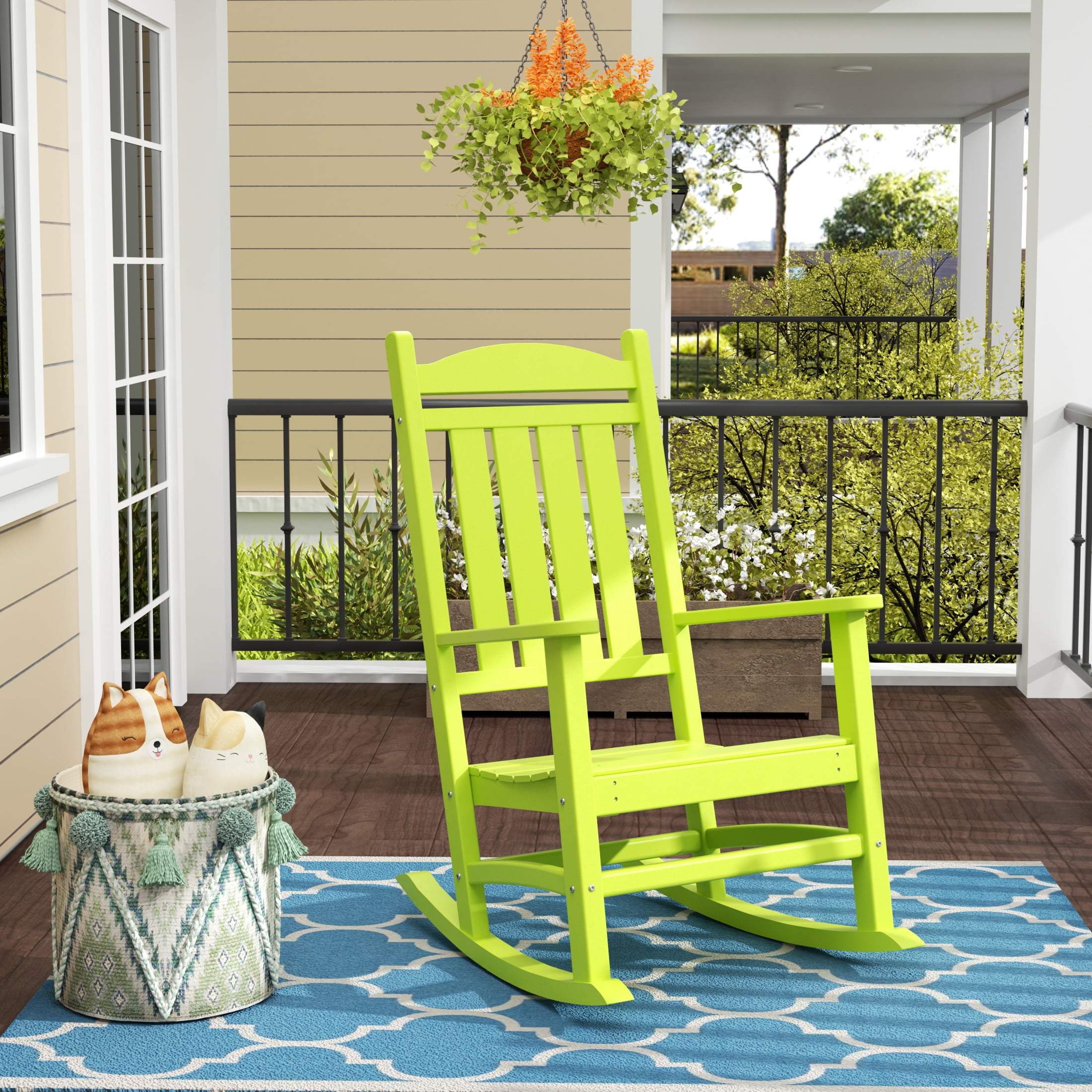GARDEN Classic Plastic Adirondack Porch Rocking Chair Lime Walmart