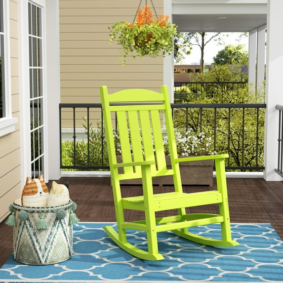GARDEN Classic Plastic Adirondack Porch Rocking Chair, Lime