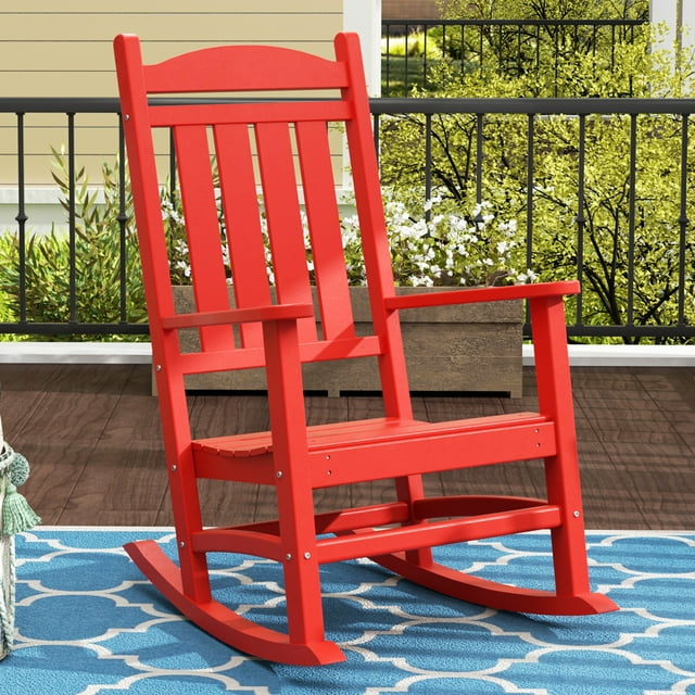 GARDEN Classic Plastic Adirondack Porch Rocking Chair, Red - Walmart.com