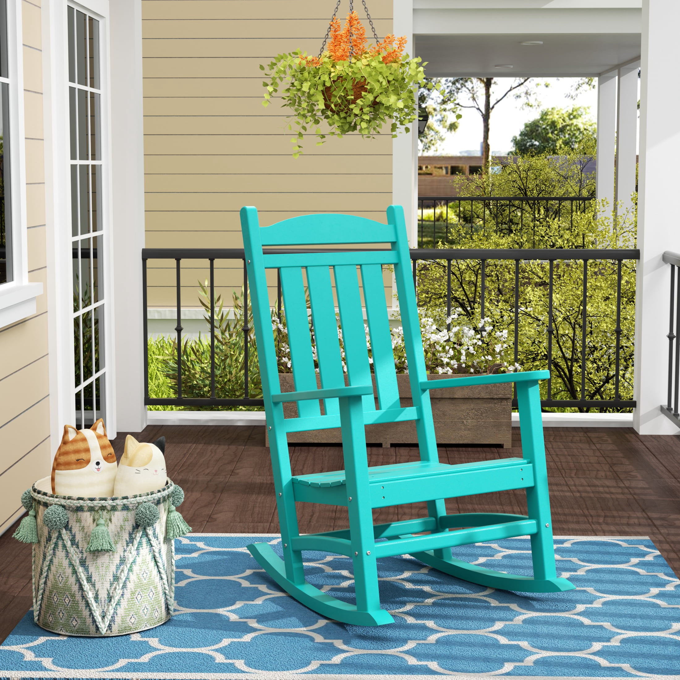 GARDEN Classic Plastic Adirondack Porch Rocking Chair, Turquoise
