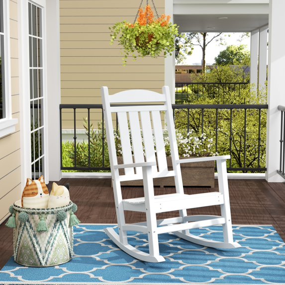 GARDEN Classic Plastic Adirondack Porch Rocking Chair, White