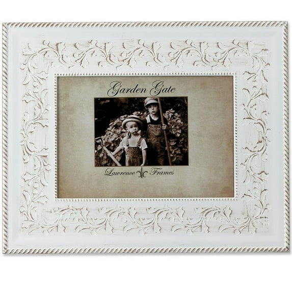 GARDEN GATE White Rustica Floral Vine w Braid trim border 5x7 Frame by Lawrence - 5x7