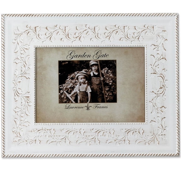 GARDEN GATE White Rustica Floral Vine w Braid trim border 5x7 Frame by Lawrence - 5x7