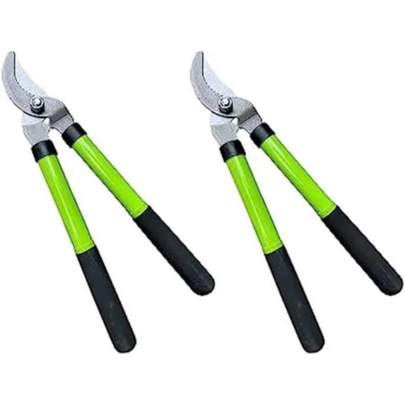 GARDEN GURU Bypass Loppers Tree Trimmer Clipper -Compact 15-inch High Carbon Steel Blade Gardening Loppers Pruning Shear Comfort Grip Handles Heavy Duty Branch Cutter Thick Branches w Ease (2 Pack)