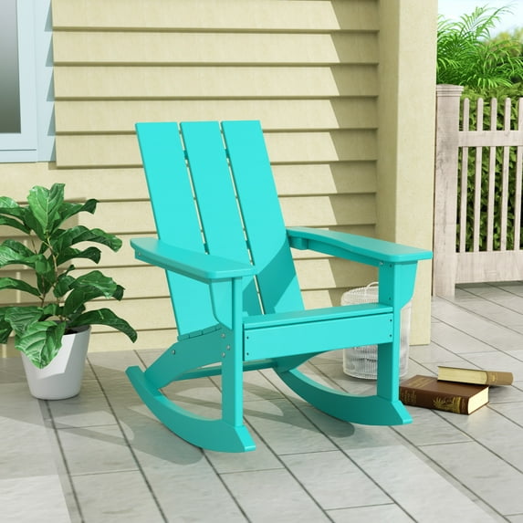 GARDEN Modern Plastic Outdoor Rocking Chair for Patio Porch, Turquoise