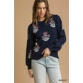 thumbnail image 1 of GARDEN NAKED Floral Knit Sweater with Puff Sleeves, 1 of 5